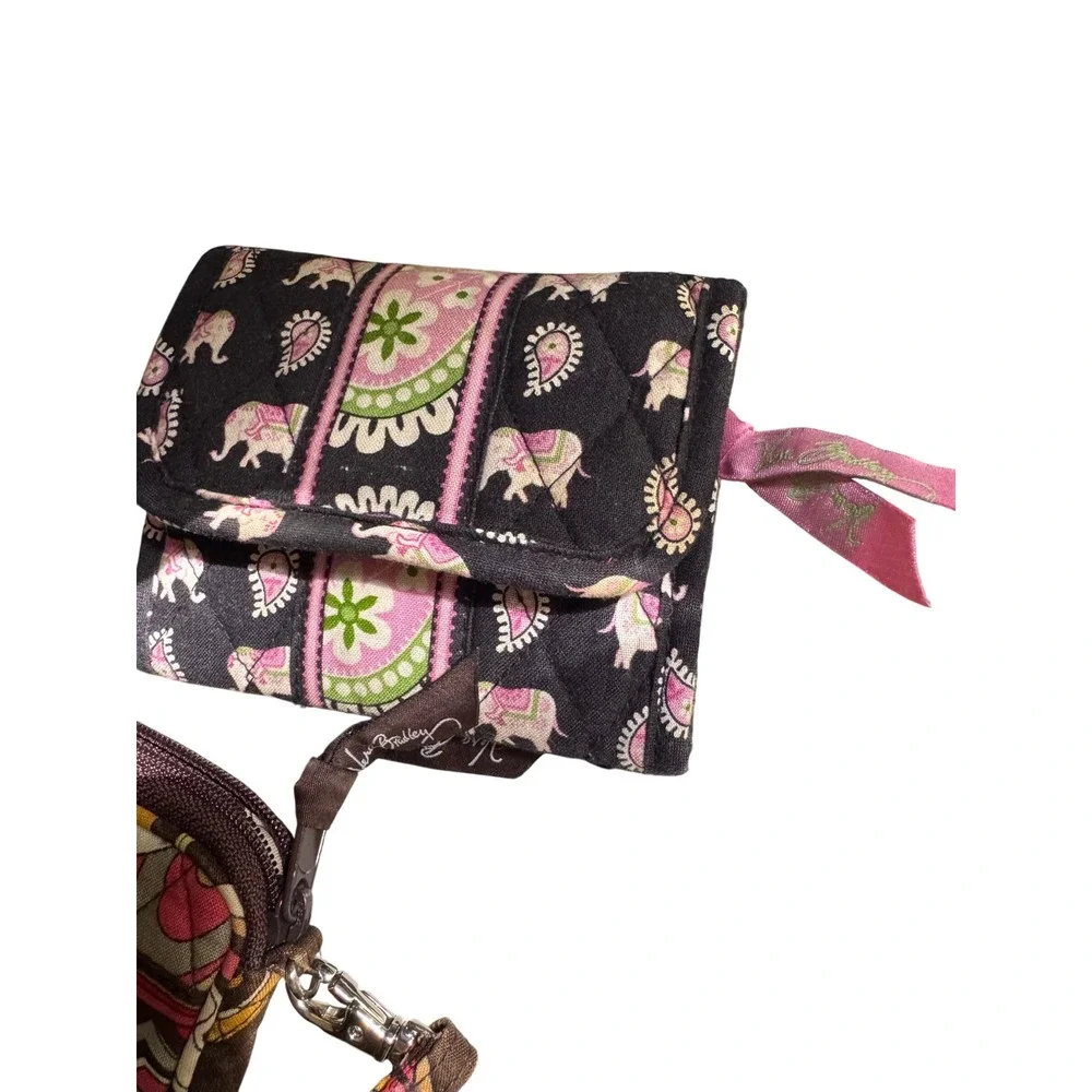 Vera Bradley Quilted Wallet Wristlet Bundle Elephant Parade Geometric Floral 2pc